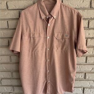 HUK Tide Point Shirt Men's M Orange Plaid Minicheck Fishing Hiking H1500151